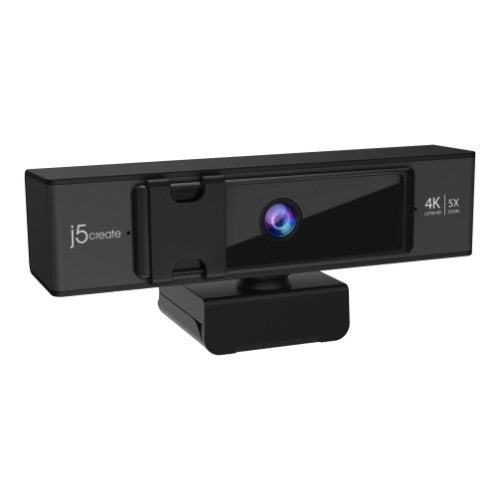 j5create JVCU435 USB™ 4K Ultra HD Webcam with 5x Digital Zoom Remote Control, 3840 x 2160 Video Capture Resolution, Black and Silver