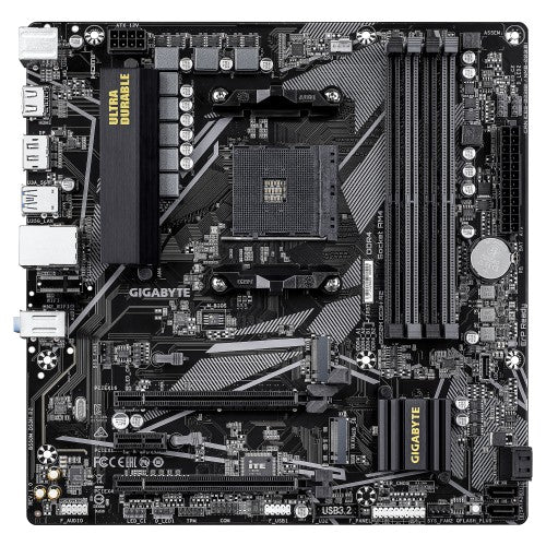 GIGABYTE B550M DS3H R2 Motherboard - AMD Ryzen 5000 CPUs, 5+3 Phases VRM, up to 4733MHz DDR4 (O.C.), 1xPCIe 4.0 + 1xPCIe 3.0 M.2, 1GbE LAN, USB 3.2 Gen 1