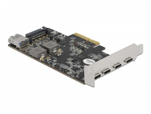 DeLOCK PCI Express x4 Card to 4 x USB Type-C + 1 x USB Type-A - SuperSpeed USB 10 Gbps - Low Profile Form Factor