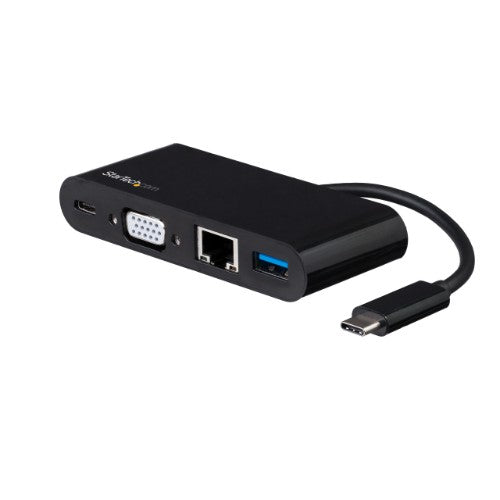StarTech.com USB C Multiport Adapter - Mini USB-C Dock w/ Single Monitor VGA 1080p Video - 60W Power Delivery Passthrough - USB 3.1 Gen 1 Type-A 5Gbps, Gigabit Ethernet - Docking Station