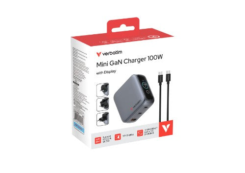 Verbatim Mini GaN Charger 100W with Display