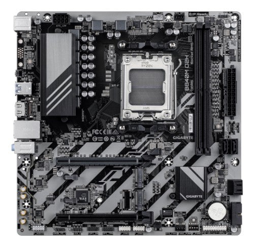 GIGABYTE B840M D2H Motherboard - AMD Ryzen 9000 CPUs, 5+2+2 Phases VRM, up to 7600MHz DDR5, 1xPCIe 4.0 + 1xPCIe 3.0 M.2, 2.5GbE LAN, USB 3.2 Gen 1