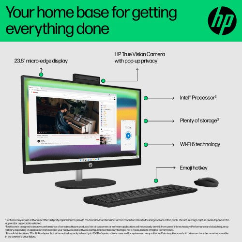 HP 24 -cr0062na PC Intel® Core™ i3 i3-N300 60.5 cm (23.8") 1920 x 1080 pixels All-in-One PC 8 GB DDR4-SDRAM 512 GB SSD Windows 11 Home Wi-Fi 6 (802.11ax) White