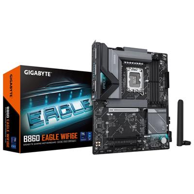 GIGABYTE B860 EAGLE WIFI6E Motherboard - Intel Core Ultra Series CPUs, 12+1+2+1 Phases VRM, up to 9066MHz DDR5, 1xPCIe 5.0 + 2xPCIe 4.0 M.2, 2.5GbE LAN, WIFI 6E, USB 3.2 Gen 2x2