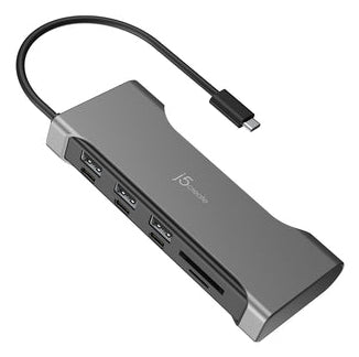 j5create JCD367 Flexible Ports USB-C® Dual 4K60 HDMI™ Hub - Pro 12-in-1, Black/Grey