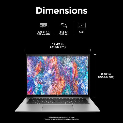 HP ZBook Firefly G11 Intel Core Ultra 7 155H Mobile workstation 35.6 cm (14") WUXGA 16 GB DDR5-SDRAM 512 GB SSD NVIDIA RTX A500 Wi-Fi 6E (802.11ax) Windows 11 Pro AI PC, AI Workstation Silver