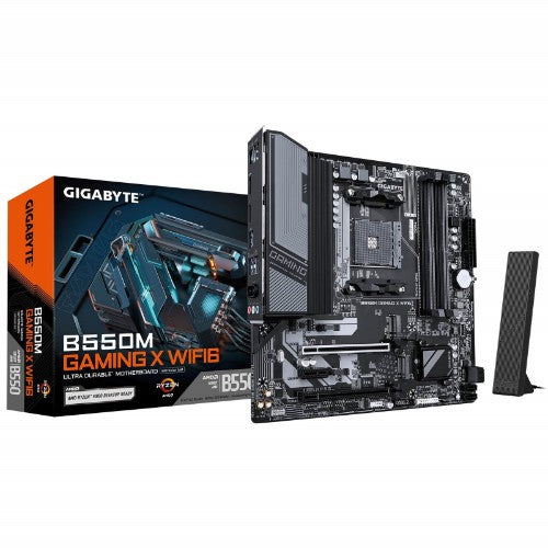GIGABYTE B550M GAMING X WIFI6 Motherboard - AMD Ryzen 5000 CPUs, 5+3 Phases VRM, up to 3200MHz DDR4, 1xPCIe 4.0 + 1xPCIe 3.0 M.2, Wi-Fi 6, 1GbE LAN, USB 3.2 Gen 1