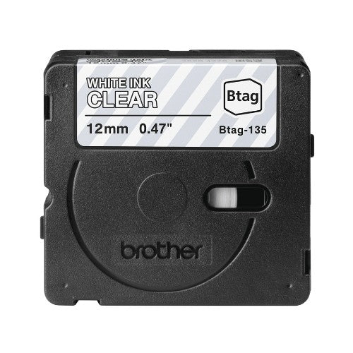 Brother BTAG-135 DirectLabel-etikettes white on Transparent 12mm x 4m for Brother Btag 12mm