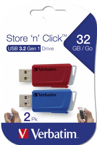 Verbatim Store 'n' Click - USB 2.0 Drive 3.2 GEN1 - 2x32 GB - Red/Blue