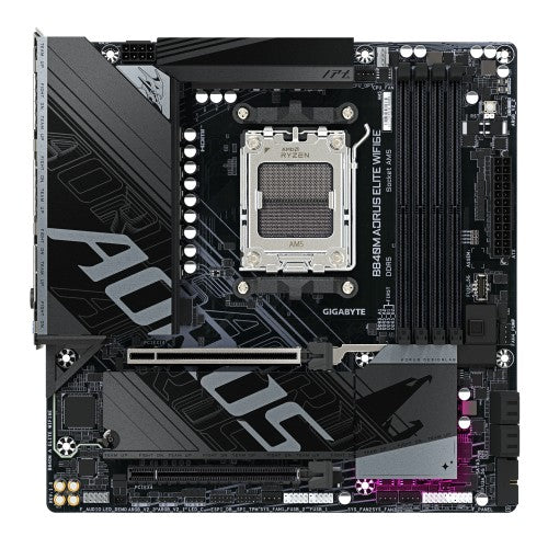 GIGABYTE B840M AORUS ELITE WIFI6E Motherboard - AMD Ryzen 9000 CPUs, 10+2+2 Phases VRM, up to 8200MHz DDR5(O.C), 2xPCIe 4.0 M.2, Wi-Fi 6E, 2.5GbE LAN, USB 3.2 Gen 2