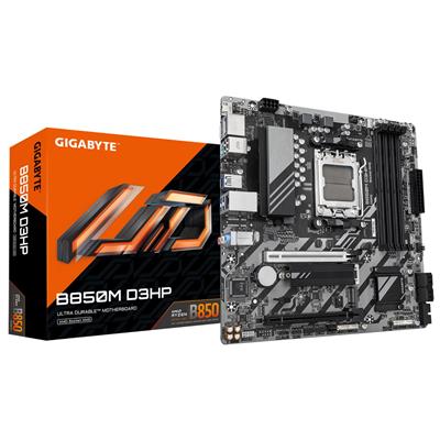 GIGABYTE B850M D3HP Motherboard - AMD Ryzen 9000 Series CPUs, 5+2+2 Phases Digital VRM, up to 8200MHz DDR5 (OC), 1xPCIe 5.0 + 1xPCIe 4.0 M.2, GbE LAN, USB 3.2 Gen 2