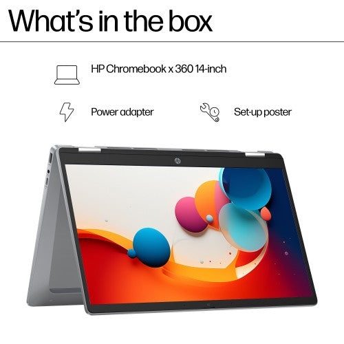 HP Chromebook x360 14b-cd0001na Intel® N N200 35.6 cm (14") Touchscreen Full HD 8 GB LPDDR5-SDRAM 128 GB eUFS Wi-Fi 6 (802.11ax) ChromeOS Silver