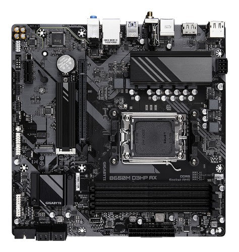 GIGABYTE B650M D3HP AX Motherboard - AMD Ryzen 9000 Series CPUs, 5+2+2 Phases VRM, up to 8000MHz DDR5 (OC), 2xPCIe 4.0 M.2, WIFI 6E, 2.5GbE LAN, USB 3.2 Gen 1