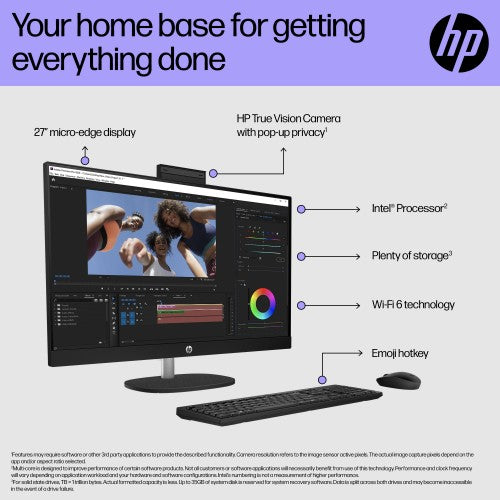 HP All-in-One 27-cr0045na Intel® Core™ i5 i5-1335U 68.6 cm (27") 1920 x 1080 pixels All-in-One PC 8 GB DDR4-SDRAM 512 GB SSD Windows 11 Home Wi-Fi 6 (802.11ax) White