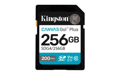 Kingston Technology Canvas Go! Plus 256GB SDXC Canvas Go Plus Gen4 200MB/s C10 UHS-I U3 V30