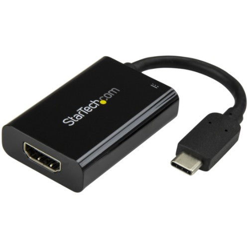 StarTech.com USB C to HDMI 2.0 Adapter with Power Delivery - 4K 60Hz USB Type-C to HDMI Display Video Converter - 60W PD Pass-Through Charging Port - Thunderbolt 3 Compatible - Black