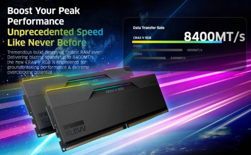 Klevv 32GB (2x16GB) 6400MHz CL32 DDR5 GAMING RAM MODULE 32-38-38-78 1.35V CRAS V RGB KIT