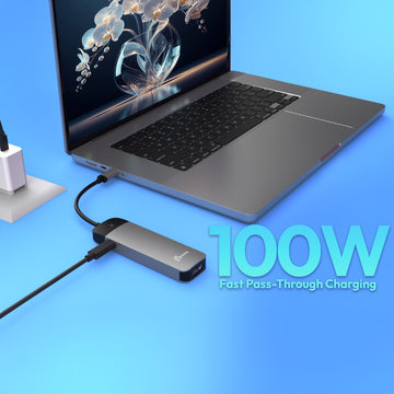 j5create JCD3002 USB-C® 4K60 Hub with PD and Screen-Off Control, Black/Grey