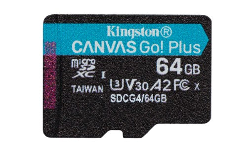 Kingston Technology 64GB microSDXC Canvas Go Plus Gen4 200MB/s A2 U3 V30 Card + Adapter
