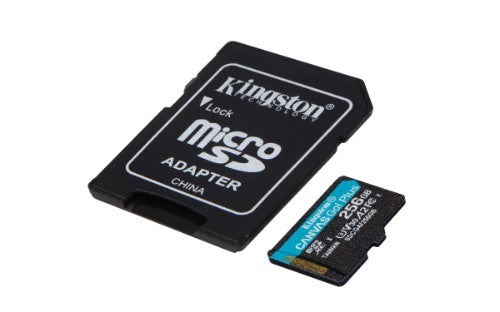 Kingston Technology 256GB microSDXC Canvas Go Plus Gen4 200MB/s A2 U3 V30 Card + Adapter