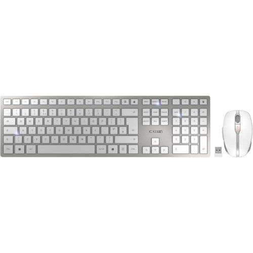 CHERRY DW 9100 SLIM keyboard Mouse included Universal RF Wireless + Bluetooth QWERTY UK English Silver
