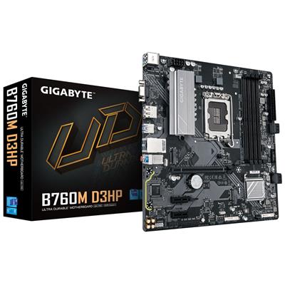 GIGABYTE B760M D3HP Motherboard - Intel Core 14th Gen CPUs, 4+1+1 Phases VRM, up to 5600MHz DDR5, 2xPCIe 4.0 M.2, GbE LAN, USB 3.2 Gen 1