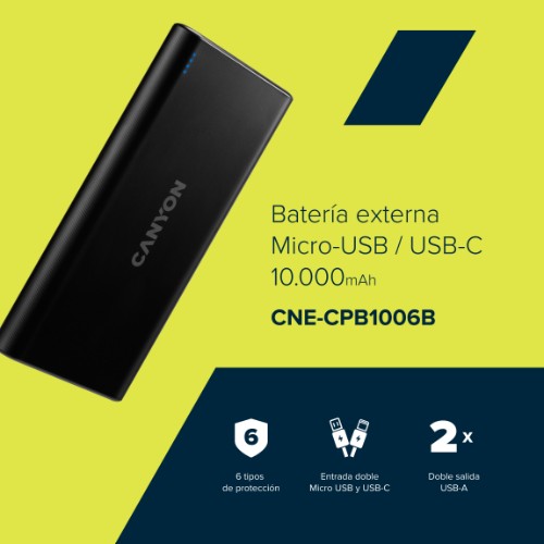 Canyon PB-106 Lithium Polymer (LiPo) 10000 mAh Black