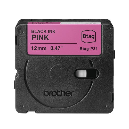 Brother BTAG-P31 DirectLabel-etikettes black on pink 12mm x 4m for Brother Btag 12mm