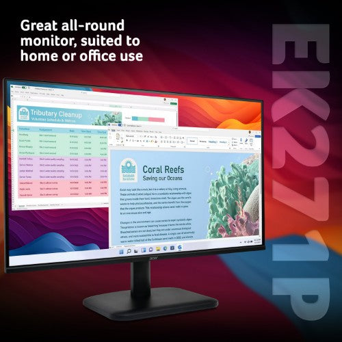 Acer EK1 EK271P6 - 27" Full HD (1920x1080), 144Hz, 1ms, ZeroFrame, AMD FreeSync Monitor