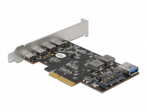 DeLOCK PCI Express x4 Card to 4 x USB Type-C + 1 x USB Type-A - SuperSpeed USB 10 Gbps - Low Profile Form Factor