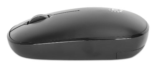 Manhattan MW3050 Wireless Optical Mouse, Black, 1200dpi, 2.4Ghz (up to 10m), USB, Ambidextrous, Three Button with Scroll Wheel, USB-A nano receiver, AA battery (included), Low friction base, USB version (most popular type, which is USB-A), Three Year Warr