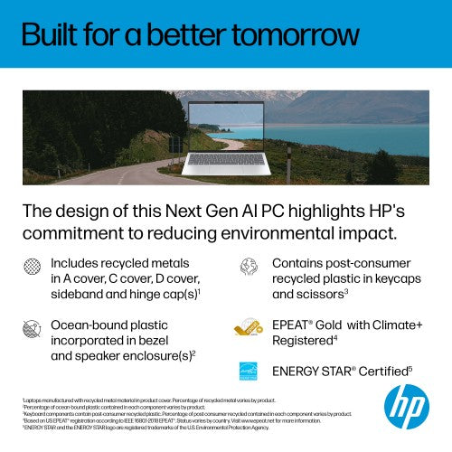 HP OmniBook 7 Aero 13-bg1003na Copilot+ PC AMD Ryzen™ AI 5 340 Laptop 33.8 cm (13.3") 2K 16 GB LPDDR5x-SDRAM 1 TB SSD Wi-Fi 6 (802.11ax) Windows 11 Home Silver