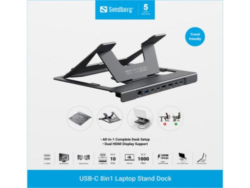 Sandberg USB-C 8in1 Laptop Stand Dock