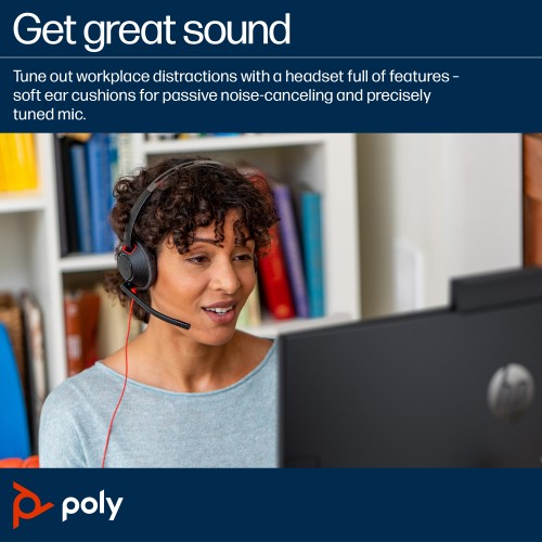Poly Blackwire 5220 Stereo USB-C Headset +3.5mm Plug +USB-C/A Adapter