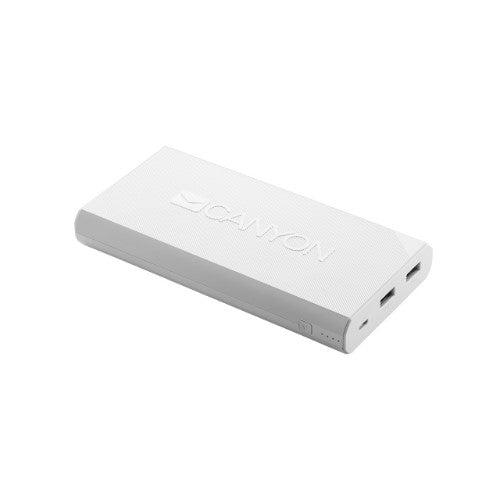 Canyon 20000 mAh, 2x5V max 2.4A (USB), Smart IC technology allowing to charge Lithium-Ion (Li-Ion) White