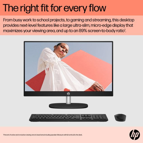HP All-in-One 24-cr0003na AMD Ryzen™ 5 7520U 60.5 cm (23.8") 1920 x 1080 pixels All-in-One PC 8 GB LPDDR5-SDRAM 512 GB SSD Windows 11 Home Wi-Fi 6 (802.11ax) White
