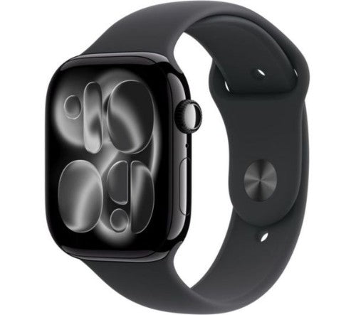 Apple Watch Series 11 GPS 46mm Jet Black Aluminium Case with Black Sport Band - S/M