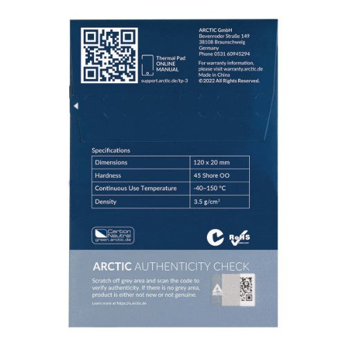 ARCTIC TP-3 Premium Performance Thermal Pad 120 x 20 mm, 0.5 mm