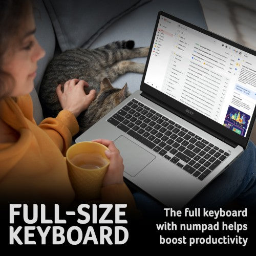 Acer Chromebook 315 CB315-4HT - Intel Celeron N4500, 8GB, 128GB eMMC, 15.6" Full HD Touchscreen, Chrome OS, Silver