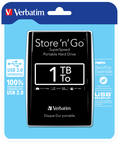 Verbatim Store 'n' Go USB 3.0 Portable Hard Drive 1TB Black