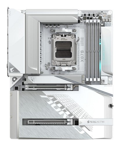 GIGABYTE X870 AORUS STEALTH ICE Motherboard - Supports AMD Ryzen 9000 CPUs, 16+2+2 Phases Digital VRM, up to 8200Hz DDR5 (OC), 2xPCIe 5.0 + 2xPCIe 4.0, Wi-Fi 7, 5 GbE LAN, USB 4