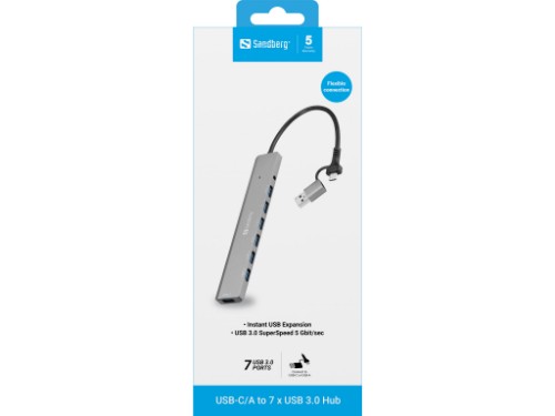 Sandberg USB-C/A to 7 x USB 3.0 Hub