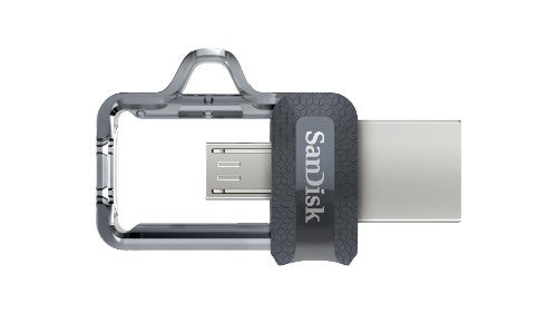 SanDisk Ultra Dual m3.0 USB flash drive 32 GB USB Type-A / Micro-USB 3.2 Gen 1 (3.1 Gen 1) Black, Silver, Transparent