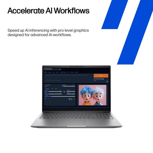 HP Zbook X G1i 16 inch Mobile Workstation PC Wolf Pro Security Edition - Data Science Intel Core Ultra 7 225H 40.6 cm (16") 2.5K 32 GB DDR5-SDRAM 1 TB SSD NVIDIA RTX PRO 500 Blackwell Wi-Fi 7 (802.11be) Windows 11 Pro AI Workstation, AI PC Silver
