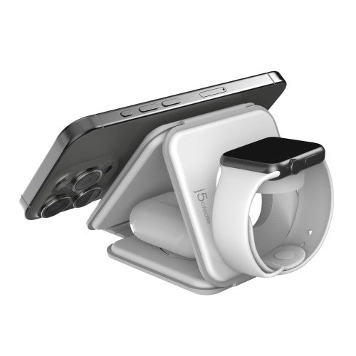j5create Qi2 3-in-1 Magnetic Travel Wireless Charging Station
