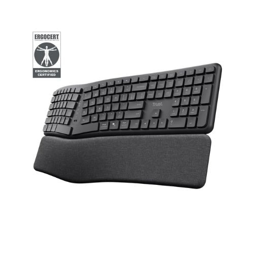 Trust Keyra Ergonomic multidevice wireless keyboard - Black