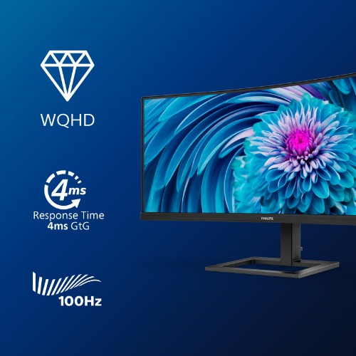 Philips E Line 346E2CUAE/00 computer monitor 86.4 cm (34") 3440 x 1440 pixels Wide Quad HD+ LCD Black