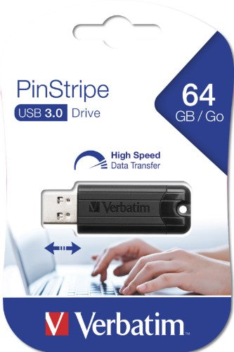 Verbatim PinStripe 3.0 - USB 3.0 Drive 64 GB  - Black