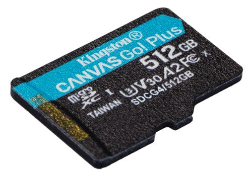 Kingston Technology 512GB microSDXC Canvas Go Plus Gen4 200R A2 U3 Single Pack w/o ADP