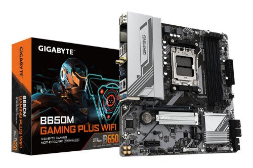 GIGABYTE B650M GAMING PLUS WIFI Motherboard - AMD Ryzen 9000 CPUs, 5+2+2 Phases VRM, up to 8000MHz DDR5, 2xPCIe 4.0 M.2, 2.5GbE LAN, WIFI 6E, USB 3.2 Gen 1